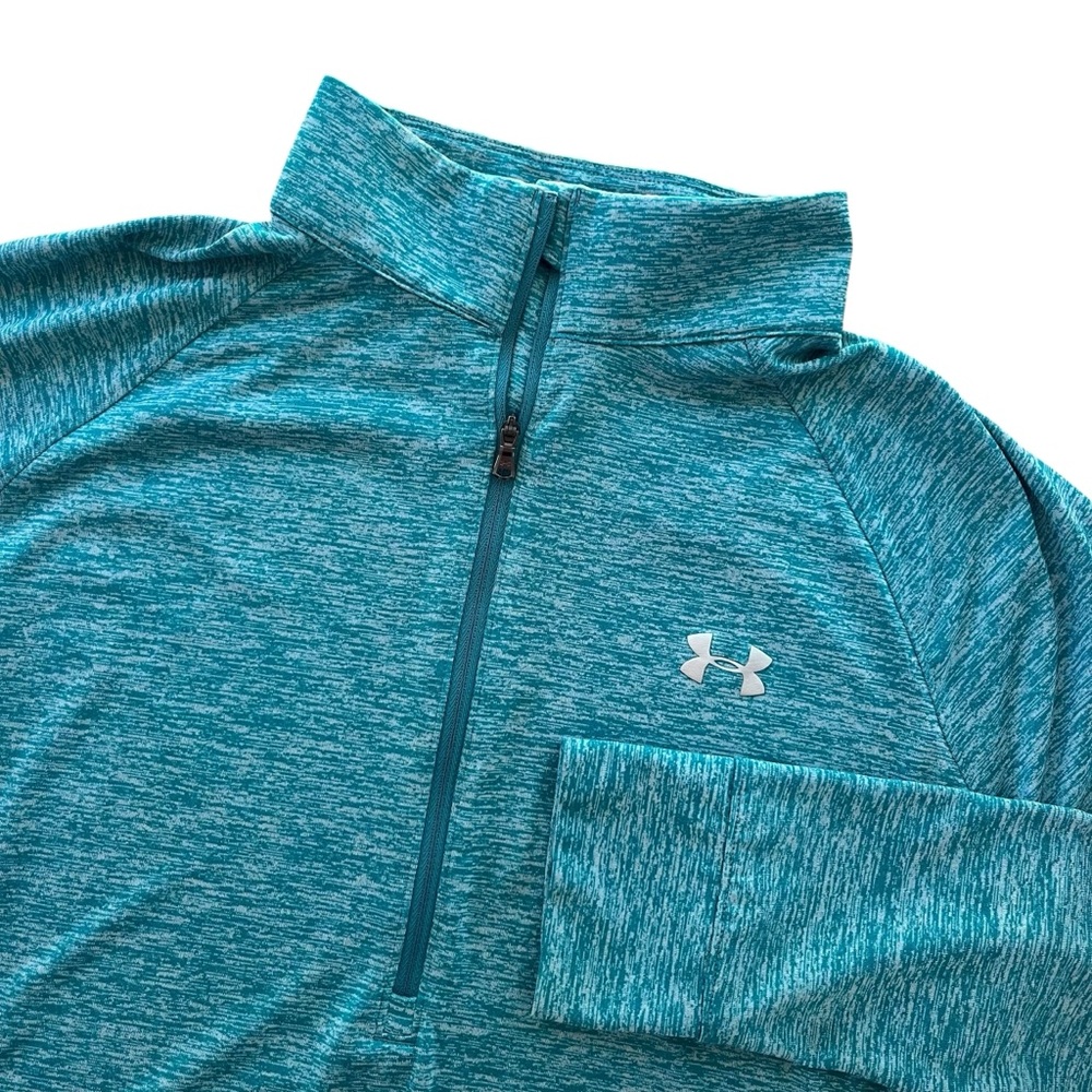 Under Armour Women M Teal Heathered 1/2 Zip Athletic Lightweight Pullover Jacket